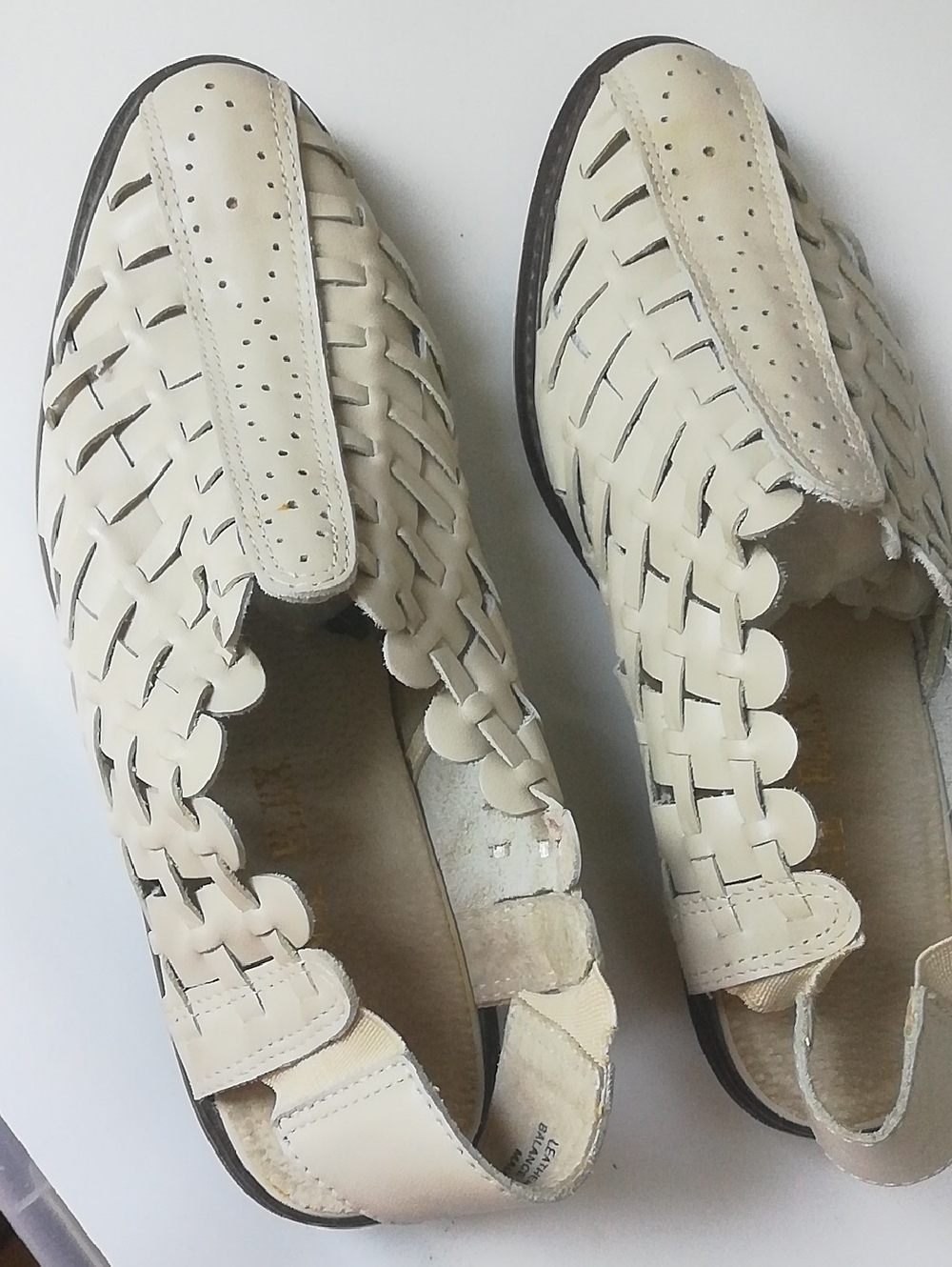 Woven Leather Slip-On Sandals in Cream